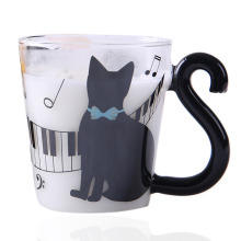 Factory Wholesale Cartoon Glass Lovely Student Lovers Water Cup Creative Cup Cat Cup Handy Cup